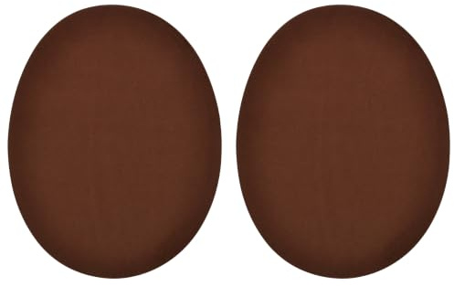 celloexpress Sienna Brown Faux Suede Elbow Patches Iron-On (2 Pairs) | 140mm x 110mm Oval Patch for Knees Repair Jacket Jumper DIY Clothing