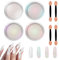 Allstarry Chrome Nail Powder, 4 Farben Weiß Perle Pigment Für Nägel Iridescent Aurora Cromepulver Nägel Nails Metallischer Spiegel Effekt Glitzerpuder für Nail Charms Nail Art Nageldesign - Eis-Serie