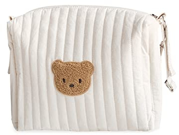 SONARIN Leicht Kinderwagentasche Organizer,Multifunktionale Stilvolle Stickerei Buggy Organizer Tasche Universal Kinderwagen Organizer Aufbewahrungstasche Mama Tasche(Bär, 2 Gurte)