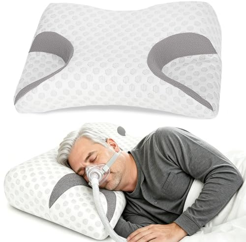 Dercov CPAP Kissen für alle Masken-Arten, Reduziert Luftauslässe und Druck der Maske-CPAP Memory Foam Kissen geeignet für Schlafapnoe,Cpap-Kopfkissen für Seitenschläfer, Rücken, Bauch