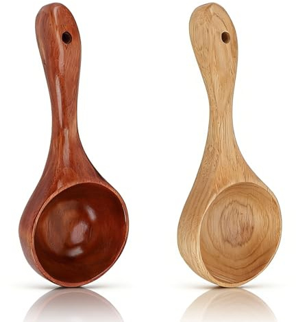 Holz Suppen Kelle, Holzkochlöffel 2 Stück Saucenlöffel Für Den Täglichen Gebrauch, Holz Löffel Zum Kochen Küchen Koch Löffel Große, Tiefe Servier Löffel Suppen Kelle Set Für Zu Hause