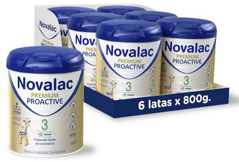 Novalac Proactive 3 - Leche en Polvo Infantil, para el Crecimiento, Apoya el Sistema Inmunitario, con Vitaminas y Minerales, Fórmula Elaborada con Pediatras, Niños de 1-3 Años - 6 x 800 g