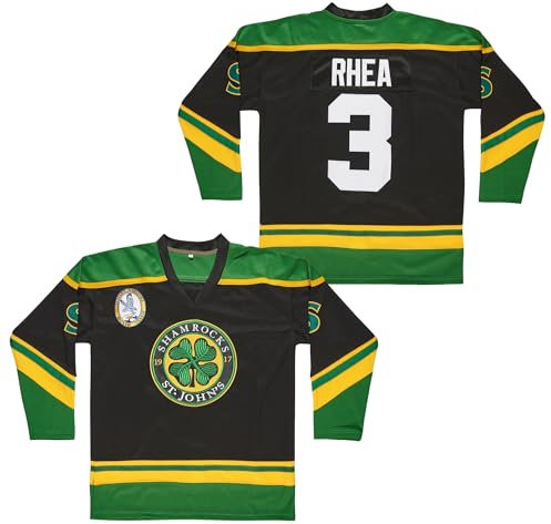 Herren 3 Ross The Boss Rhea ST John's Shamrocks Hockeytrikot mit EMHL-Patch weiß grün schwarz, Schwarz, Klein