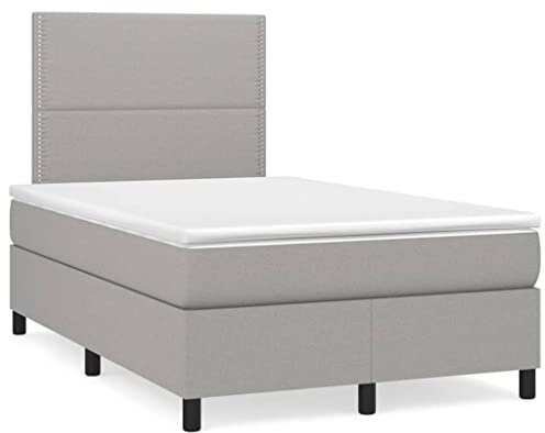 Brokky Boxspringbett mit Matratze & LED Bett Mit Bettkasten Bett Boxspringbett Betten Boxspringbett Mit Matratze Hellgrau 120x190 cm Stoff - 3270190