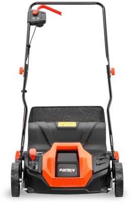 FUXTEC Escarificador Eléctrico FX-EV320ECO, aireador de césped con 1300 W de Potencia, Ancho de Trabajo de 32 cm y ajustes de Profundidad de -12 a +10 mm, Saco recogedor de 40 L