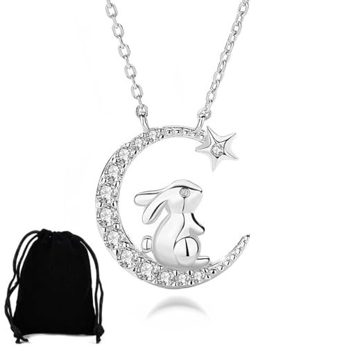 KUMSODE Hase HalsketteTier Kette 925 Sterling Silber, Süße Tiere Halskette Schmuck, Geburtstag Geschenke Damen Frau Mädchen Damen Ostern Geschenk