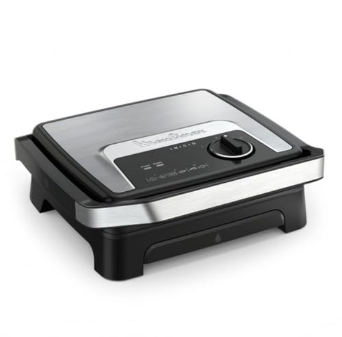 Moulinex Inicio Adjust, Piastra per Panini e Griglia, Termostato Regolabile, 2000 W, Piastre di Cottura Antiaderenti, GI272D10