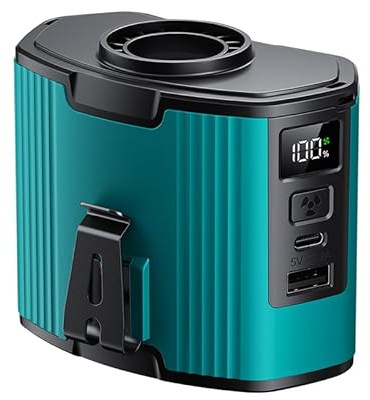 Ventilatore portatile 4 in 1: da mano, collo, cintura e tavolo. 10 velocità, schermo LED, 12000mAh, powerbank, compatto, ideale per esterni, lavoro e viaggi.（Blu）