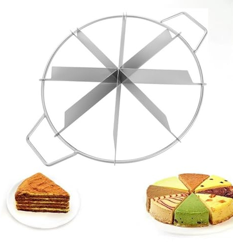 NatureMan Taglierina rotonda per torte, diametro 25 cm, in acciaio inox, antiruggine, con manico laterale, per uso commerciale e domestico (8 fette)