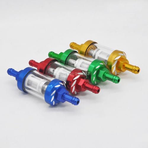 JHYOZMD Stile motociclistico 5/16 8 Millimetri Universale del Motociclo Filtro Olio Combustibile Pit Bike Scooter Gas Filtro for Yamaha ttr250 ATV Quad Parti di Motocross(Red)