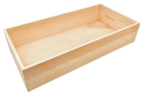 Anktily 1 paquete de cajas de almacenamiento de madera sin barnizar, 40 x 20 x 8 cm, organizador rectangular, contenedor de madera natural rústico para el hogar, oficina y decoración de eventos