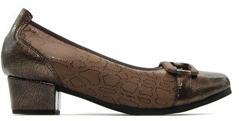 Doctor CUTILLAS - Zapato para Mujer,salón con tacón Ancho de 4cm,Sencillo,clásico,Plantilla Extraible,eslabón,Brillo para: Mujer Color: Marron Talla:37