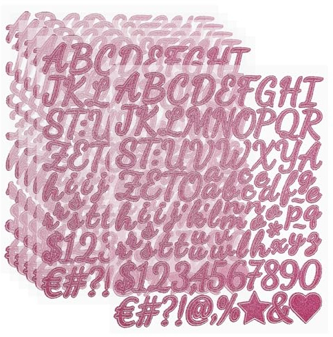 PATIKIL 576Pcs Autocollants Lettres Pailletées 1, 6 Feuilles Autocollants Chiffres Pailletés Vinyle Auto-Adhésifs Alphabet Chiffres Décalcomanies Imperméables Pour Scrapbook, Rose Red