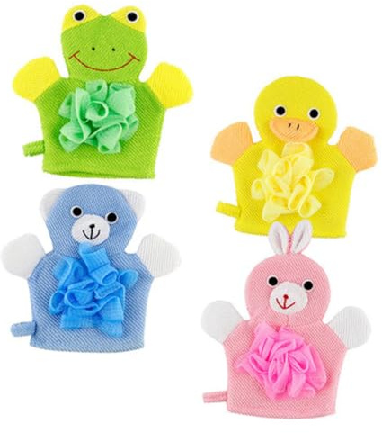 VICASKY 4 pièces de Exfoliants Garçon Fille Style Cartoon de Bain Doux et Durables pour Garçon et Fille Nettoyage Corps et Pratique