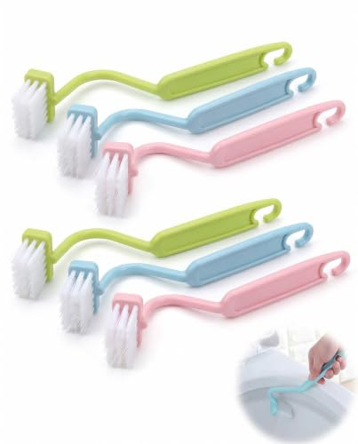 RAVNIX Escobilla WC 6 Piezas, Escobillas de Baño Curvadas, Filamentos Flexibles que se Adaptan al Reborde para Eliminar Moho y Sarro sin Rayar Cerámica