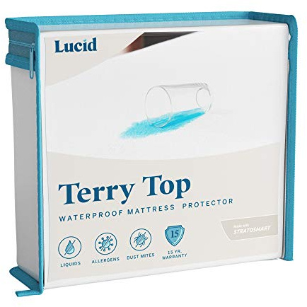 LUCID Premium Hypoallergenic 100% Waterproof Mattress Protector - Universal Fit, Cotton Terry Top, Full