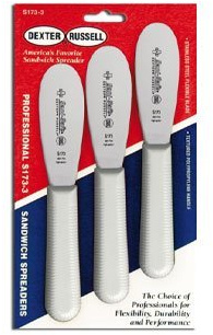 Dexter Russell Sani-Safe (18183) Sandwich Spreaders, 3-1/2, Stainless Steel Blade, Textured, White, Polypropylene Handle, NSF Certified (3 Each per Pack), S173-3