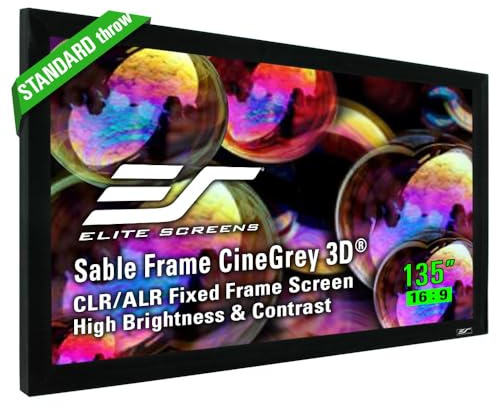 Elite Screens 135-Inch ALR Projector Screen 16:9 – Ceiling & Ambient Light Rejecting, Fixed Frame Wall Mounted, ISF-Certified CineGrey 3D for Home Theater, Standard Throw Projectors, ER135DHD3