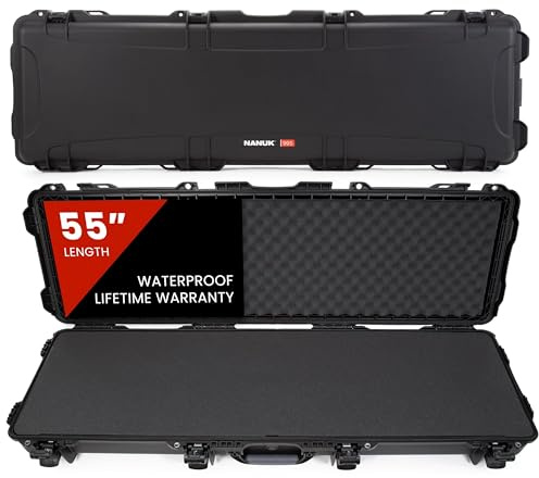 NANUK 995 Waterproof Professional Rifle/Gun Case, Military Approved with Foam Insert with Wheels- Black