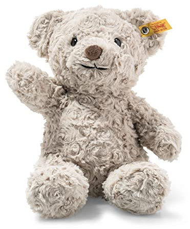 Steiff Soft Cuddly Friends Honey Teddybär hellgrau 28 cm, Teddy aus flauschigem Plüsch, Grau
