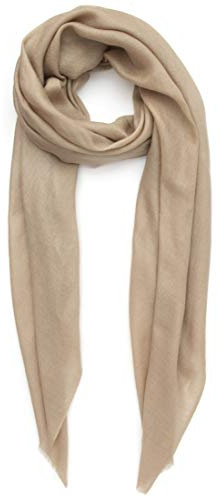 Écharpe en cachemire Fabriqué au Kashmir (boîte cadeau) Élégant laine mérinos Soie Mélange de cachemire doux Long foulard Femmes Hommes Pashmina Automne Hiver Eggnog Beige