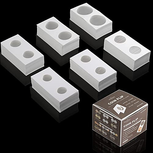 300PCS Coin Flips 2x2 inch Pockets 6 Sizes Cardboard Coins Holders Coin Album Book for Coin Collection Supplies FC01MX1