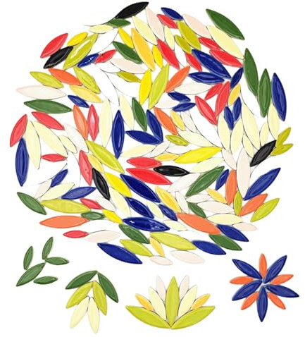Keramik-Mosaikfliesen mit Blättern zum Basteln, 500 g, unregelmäßige Mosaikfliesen, Blütenblatt-Mosaikfliesen, Mosaiksteine zum Basteln
