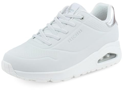 Skechers Women's Uno - Shimmer Away Sneaker, White, 9 UK