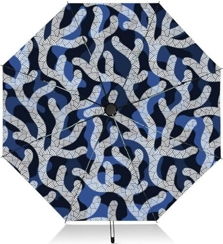 ZONTEKA Travel Umbrella for Rain Windproof Coral reef underwater plans doodle Automatic Cute Portable Compact Umbrella for Women Purse Backpack Car Black Sun UV Protection