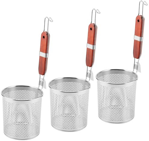 MUNGHOK Lot de 3 paniers à pâtes en acier inoxydable - Passoire à pâtes micro-perforée - Passoire de service - Passoire de cuisine - Passoire pour pâtes, fruits, boulettes, aliments