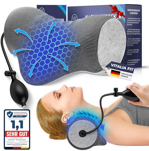 Nackenstrecker Orthopädisch Nackenwolke, Premium Nackendehner – individuell verstellbare Nackenrolle gegen Migräne, Kopf- und Nackenschmerzen – inkl. E-Book
