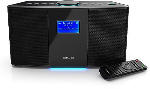 Aiwa Exos 5 Wireless Speaker - Unleash Powerful Sound and Versatile Connectivity On-The-Go Experience Bluetooth Freedom, FM Radio, Clock, 20W RMS, LCD Display, and Alarm Clock Functionality