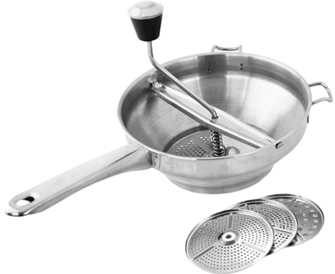 Ricer For Mashed Potatoes, Food Mill For Canning, Potato Ricer Tomato Press Stainless Steel Potato Ricer With Handle, Ergonomic Mash Potatoes Masher for Tomato Sauce, Applesauce, Puree