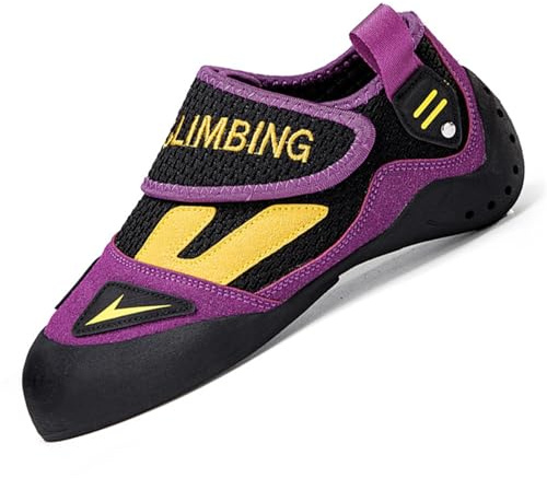 ZHENSI Climbing Shoes Bouldering Shoes Men Women Anti-Slip Lightweight Beginners for Kids Rock Climbing Training,Purple,2 UK