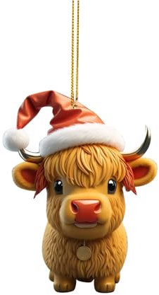 Acrylic Cow Pendant Cute Christmas Tree Decoration Xmas Tree Hanging Decoration Cartoon Personalized Novelty Baubles For Cow Lovers