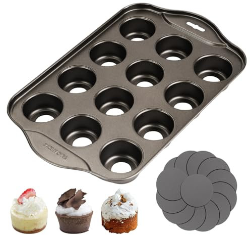CRITIVE-S Muffin Trays 12 Cups Cake Tins for Baking, Mini Cheesecake Tin with Removable Bottom, Cupcake Tray Non-Stick Muffin Tin, Sweet Jelly Moulds Tart Quiche Cake Pan for Birthday Christmas