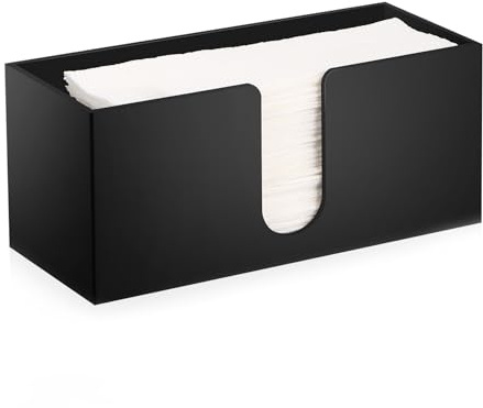 Caja de Porta Pañuelos de Papel Acrílico de Diseño Simple, Rectangular de 27,5 x 12,7 x 10,5 cm, Dispensador de Pañuelos Para el Hogar, el Comedor, la Oficina, el Coche, el Baño, el Restaurante, Negro