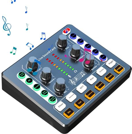 PC Audio Mixer - Streaming Audio Mixer with Noise Reduction and Various Sounds,Live Sound Mixer, Small Sound Card Mixer, Digital Sound Interface for Podcast Recording, Games