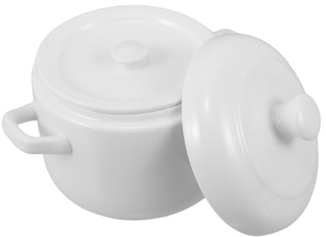 DECORNIJIA Pentola in Ceramica Per Zuppa Con Coperchio Pentola in Porcellana Bianca Per Cottura Vapore Con Doppio Manico Capienza Per Cucina Domestica e Occasioni Speciali