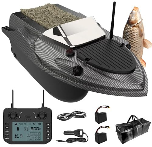 Nuevo Barco Cebador RC para pesca con GPS+BeiDou, 180 puntos de navegación, control remoto 800m, capacidad cebo 3kg, liberación electromagnética, retorno automático para lagos y embalses