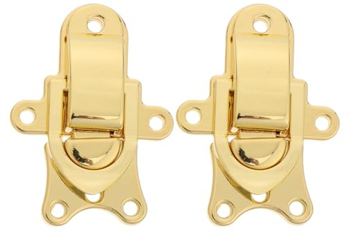 Veemoon Lot de 2 Loquets à Bascule en Métal Doré Rétro, Serrure à Moraillon pour Coffret en Bois, Fermeture Sécurisée pour Boîte à Bijoux, Malle de Voyage et Boîte à Outils, Fermoir