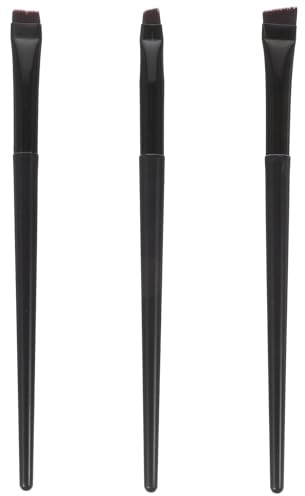 Lurrose Pinceles Delineadores de Ojos y Cejas 3 Piezas Mango Negro, Tamaño Grande y Pequeño, Pincel Angular y Plano para Maquillaje Profesional y Uso Doméstico
