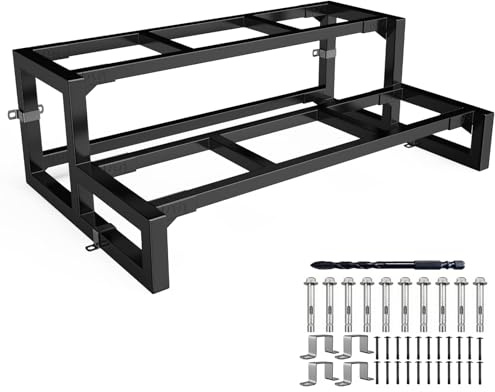 Contremarche en acier à 2 marches, limon métallique pour marche en bois, supports d'escalier autoportants pour marches intérieures et extérieures (Largeur 100 cm)