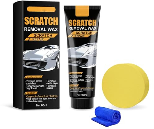 2026 New Car Scratch Removal Wax, Cire de polissage éliminatrice de rayures pour voiture avec éponge – pour marques de surface et traces de polissage (1PC)
