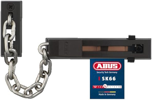 ABUS Chaîne de porte SK66 pour porte d'entrée et porte d'appartement - Chaîne de sécurité avec sécurité enfants pour portes fermant à gauche et à droite - Marron