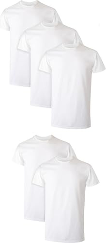 Hanes Men Hanes Men's White Performance Moisture-Wicking Crewneck Undershirt Tees, 5-Pack