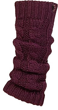 ELLE Ladies 1 Pair Chunky Cable Knit Leg Warmers - Dark Heather One Size