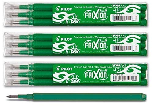 Pilot FriXion Ball Tintenroller 0,7 Ersatzminen Nachfüllminen (10er Set, Grün)