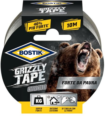 Bostik Cinta de tela Grizzly Tape, color negro, 10 m x 50 mm