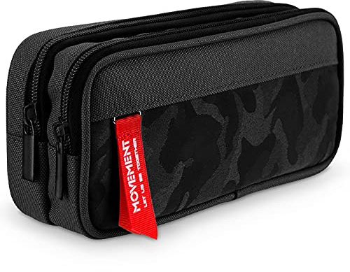 TOYESS Trousse Scolaire pour Enfant, Grand Capacité Trousses à Crayons avec 3 Compartiments pour Garçon et Fille, Noir